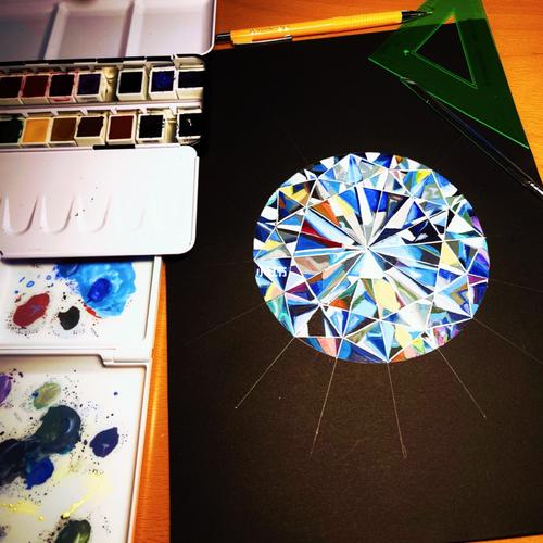 钻石手绘练习_手绘_钻石_珠宝_珠宝手绘_文化_绘画
