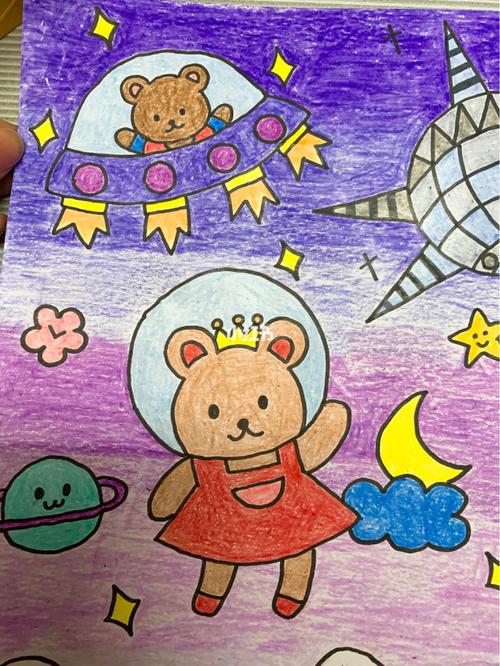 幼儿园 94科幻主题 93手绘画 太空地球_绘画_幼儿