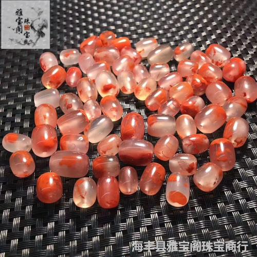 可塘厂家 天然九口南红diy南红配饰无杂质高冰飘红老型佛珠配饰