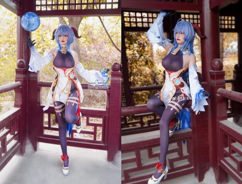 原神绝美cosplay,甘雨黑色史莱姆引人注目,刻晴展示屁