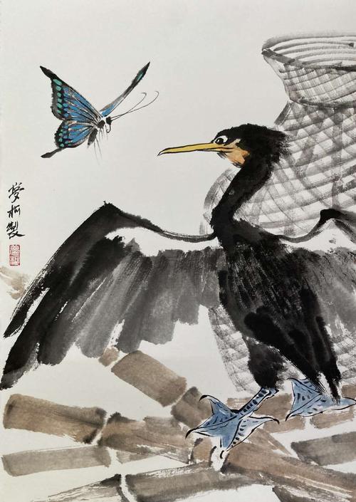 《鸬鹚晒翅满鱼梁》