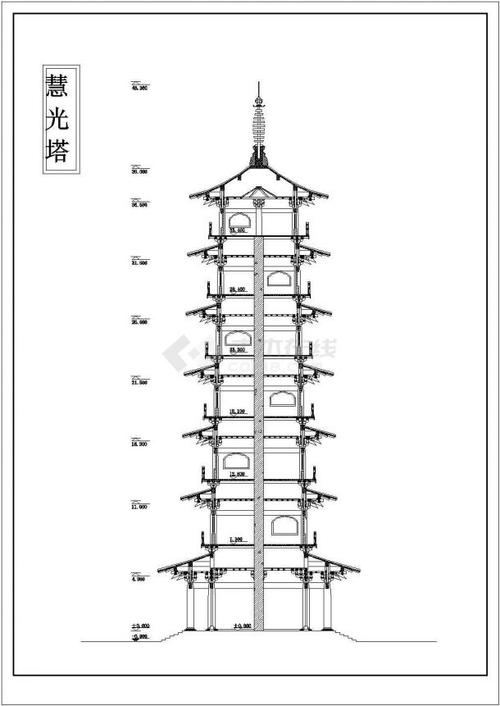 慧光塔砖混结构古塔建筑设计方案图纸