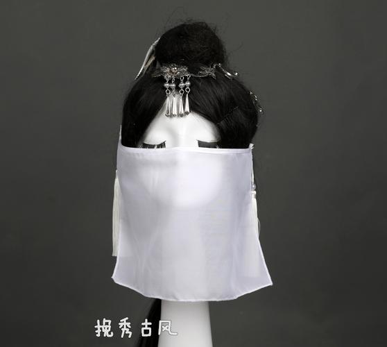 面纱古风汉服日常配件天涯明月流苏白色雪纺民族服装