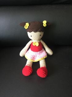 ins爆款纯手工编织儿童玩偶小女孩造型针织玩偶宝宝婴儿车玩具