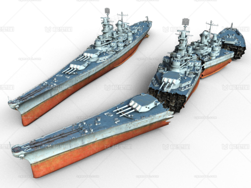 艾奥瓦号战列舰 战损破损中弹损坏断裂沉没残骸船军舰 二战军舰 美国