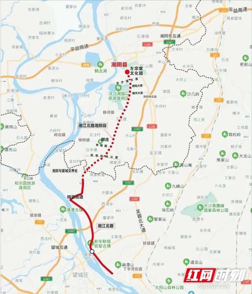 长沙至湘阴轻轨经丁字镇方案示意图 红网时刻岳阳9月7日讯(通讯员 容
