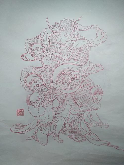 白描敬临四大天王