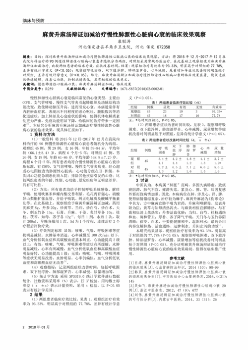麻黄升麻汤辩证加减治疗慢性肺源性心脏病心衰的临床效果观察