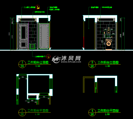 外阳台立面cad图纸设计
