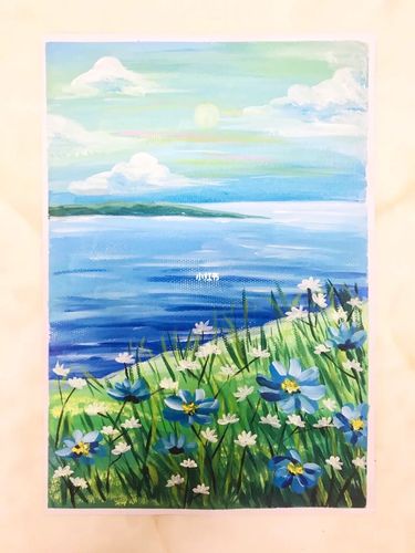 翻到以前临摹的一副风景画99水粉丙烯风景画_风景画