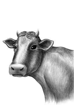 素描牛图片