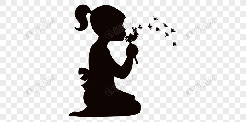 吹着蒲公英的女孩