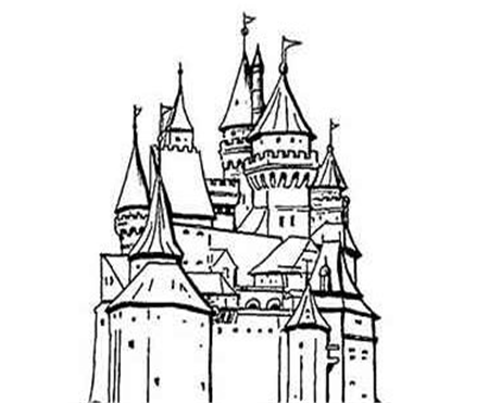 城堡上的红旗怎么画简笔画