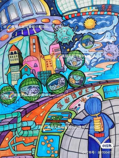 科技未来,超级棒的少儿科幻绘画素材欣赏,39种哦,不要