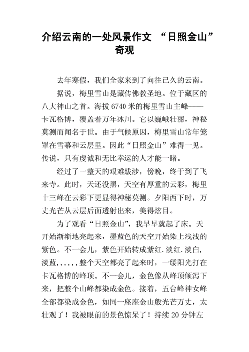 介绍云南的一处风景作文日照金山奇观docx4页