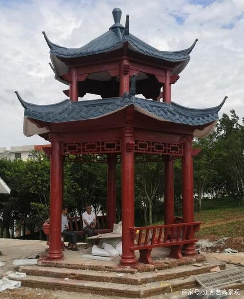 混凝土六角凉亭图片,水泥凉亭厂家安装双层六角凉亭方法是怎样的