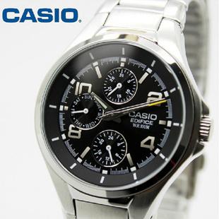 卡西欧 ef系列 常青款 防水三眼 钢带运动男士手表 e