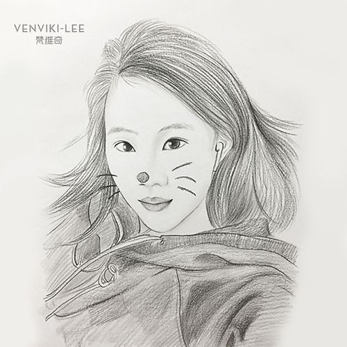 高档人物肖像简笔画定制头像黑白线条人物照片 手绘