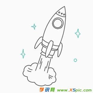火箭的画法步骤儿童画绘画教程