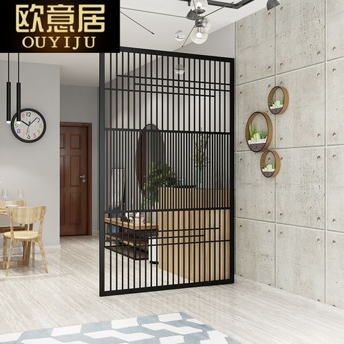 隔断屏风客厅入户铁艺工业轻奢时尚创意镂空办公屏风