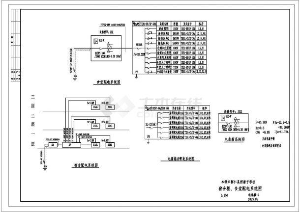 包含 二至三层照明平面图 ,标准层照明平面图 ,宿舍楼配电系统图