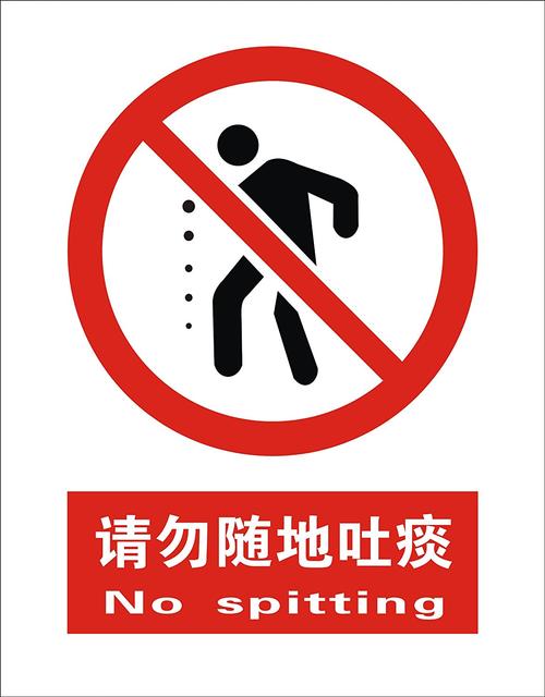 子途 请勿随地吐痰 消防验厂 安全标识牌 安全警示标志 中英文安全