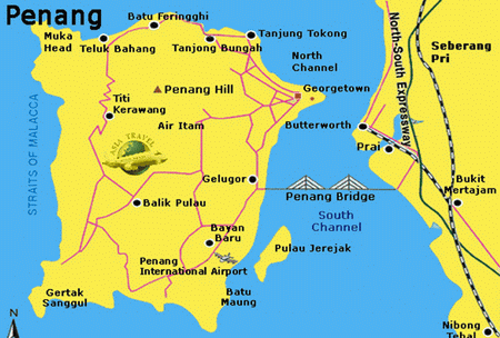 槟城州的首府是乔治城,隔海相望的 北海(位于威省)则是槟城通向马来