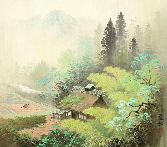 水彩画:日本艺术家小岛光径( koukei kojima )山水画