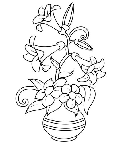 百合花插花简笔画图片