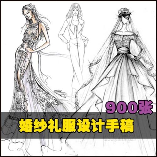 精品手绘婚纱礼服设计图服饰临摹手稿线稿绘画手绘素材平面 z451