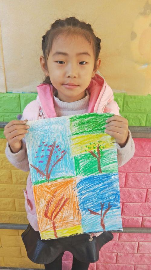 刘店幼儿园美术班:蜡棒画:《四季》.