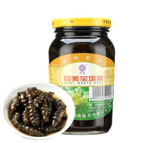 四美酱菜宝塔菜375g下饭菜瓶装中华老字号扬州特产酱菜地环螺丝菜