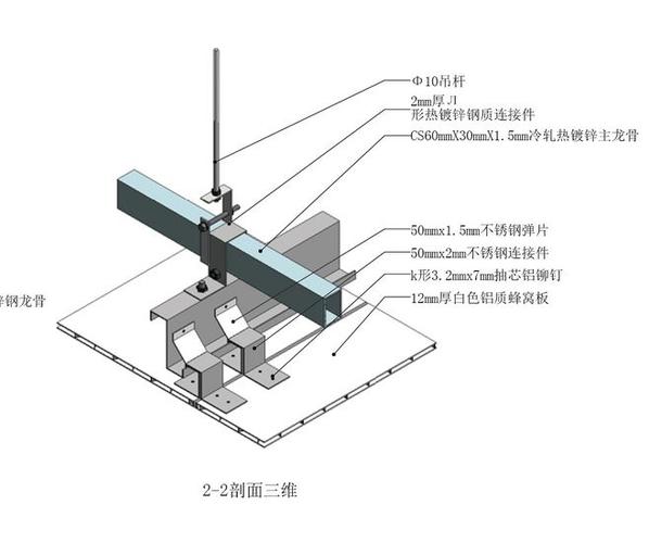 《装饰节点构造全解析》吊顶蜂窝铝板示意图 6