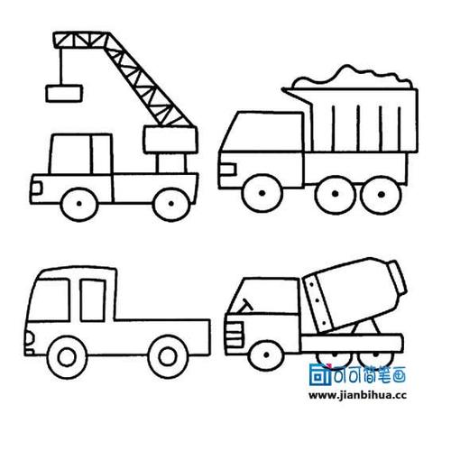 主页 简笔画 物品简笔画 > 详情页   各种工程车简笔画,儿童简笔画