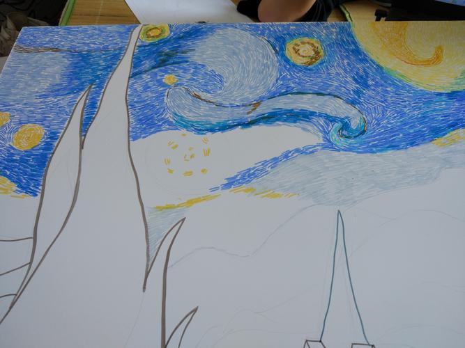 星空,马克笔,梵高