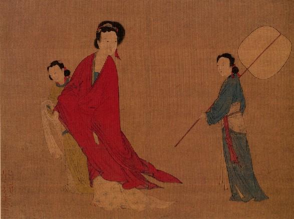 古画名画复制品元人招凉仕女40-30厘米国画