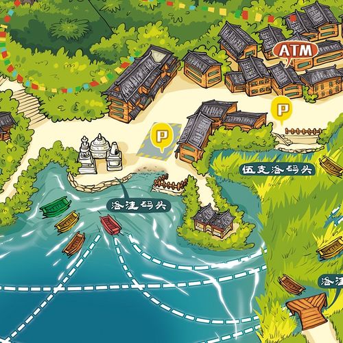 泸沽湖手绘地图
