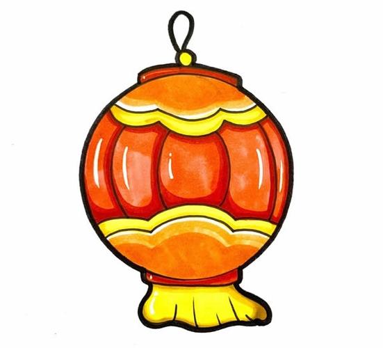 我们在顶部画上吊绳,并在灯笼上画上一些花纹装饰,底部画上流苏