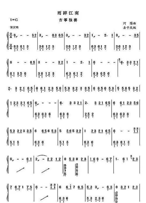 古筝曲谱丨《雨碎江南》