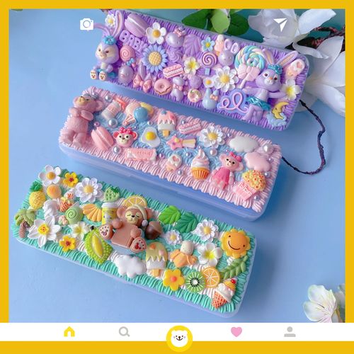 原创diy奶油胶文具盒铅笔盒网红手工自制材料包套装