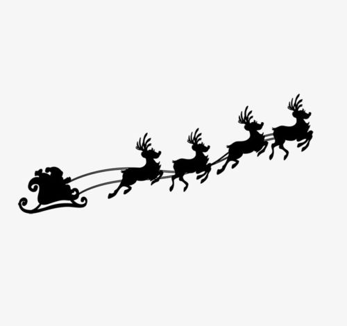 圣诞节麋鹿黑色剪影素材图片
