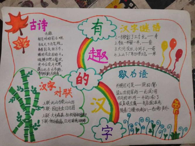五一班综合性学习"有趣的汉字"之手抄报