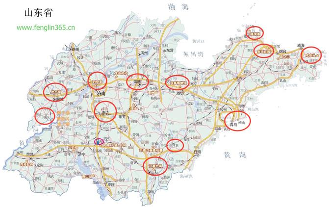 图1. 山东省旅游地图-各地景点分布图 【行程】