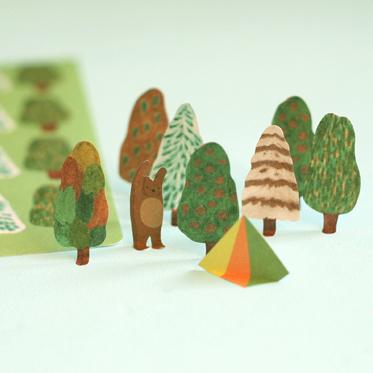 树林贴纸 zakka森女系杂货相册diy挪威的森林不干胶卡通标签粘贴