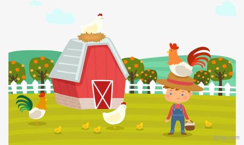 卡通农场鸡舍png素材透明免抠图片-动植人物