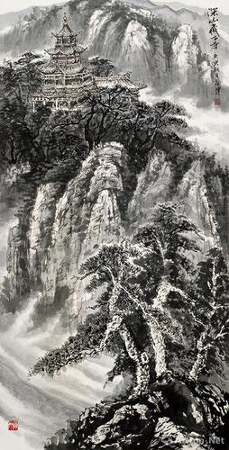 美丽的草原我的家_山水系列作品_王文博作品展_王文博