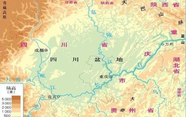 四川盆地底部自西向东分为成都平原,川中丘陵和川东平行岭谷.