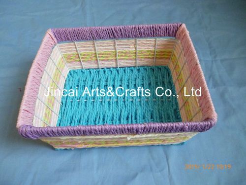 圆形纸绳编织篮子 套三儿童玩具收纳篮 环保玩具整理篮子批发