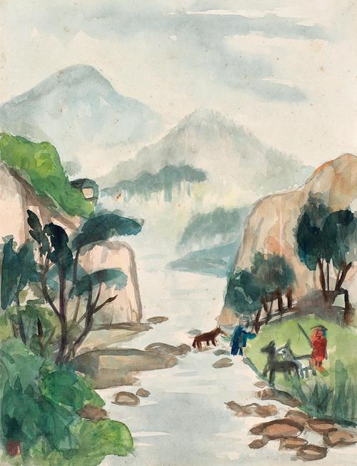 关良(1900-1986)牧马图-现当代油画雕塑专场- 西泠印
