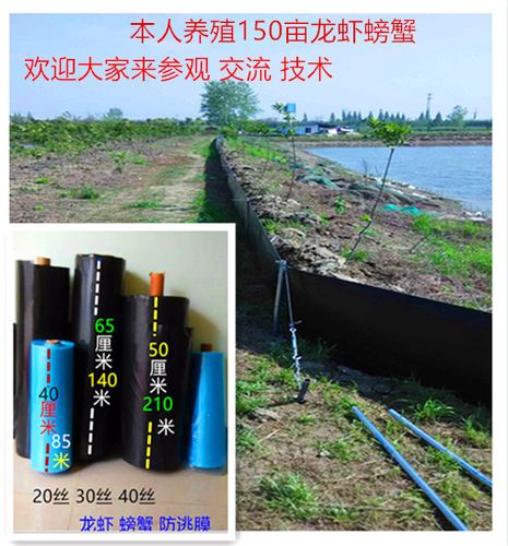 购客大闸蟹养殖黑色防逃膜小龙虾防逃网螃蟹苗甲鱼水产品池塘塑料围板